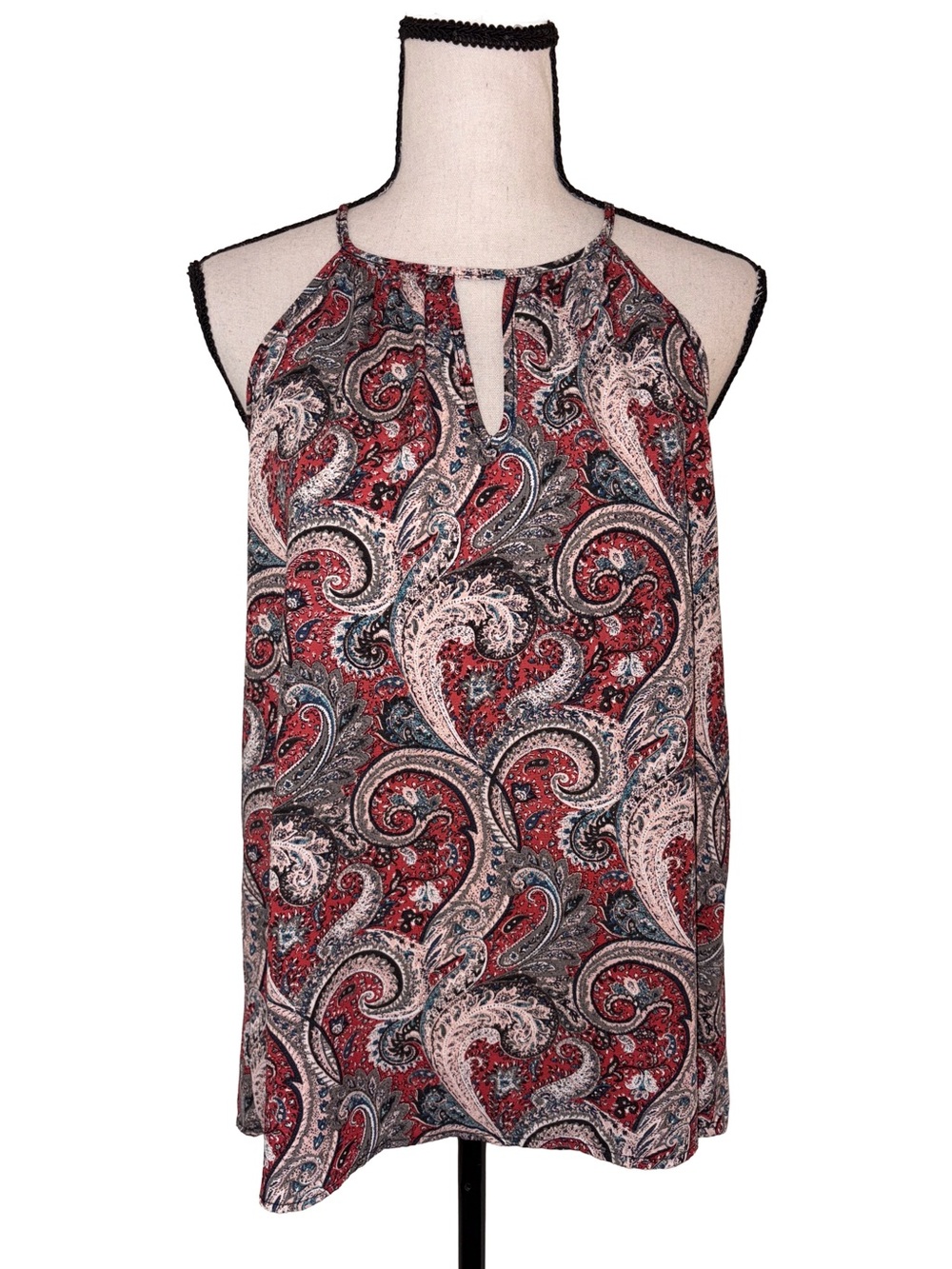 Vintage Renee C. Y2K Paisley High Neck Swing Tank Top Large Made in USA